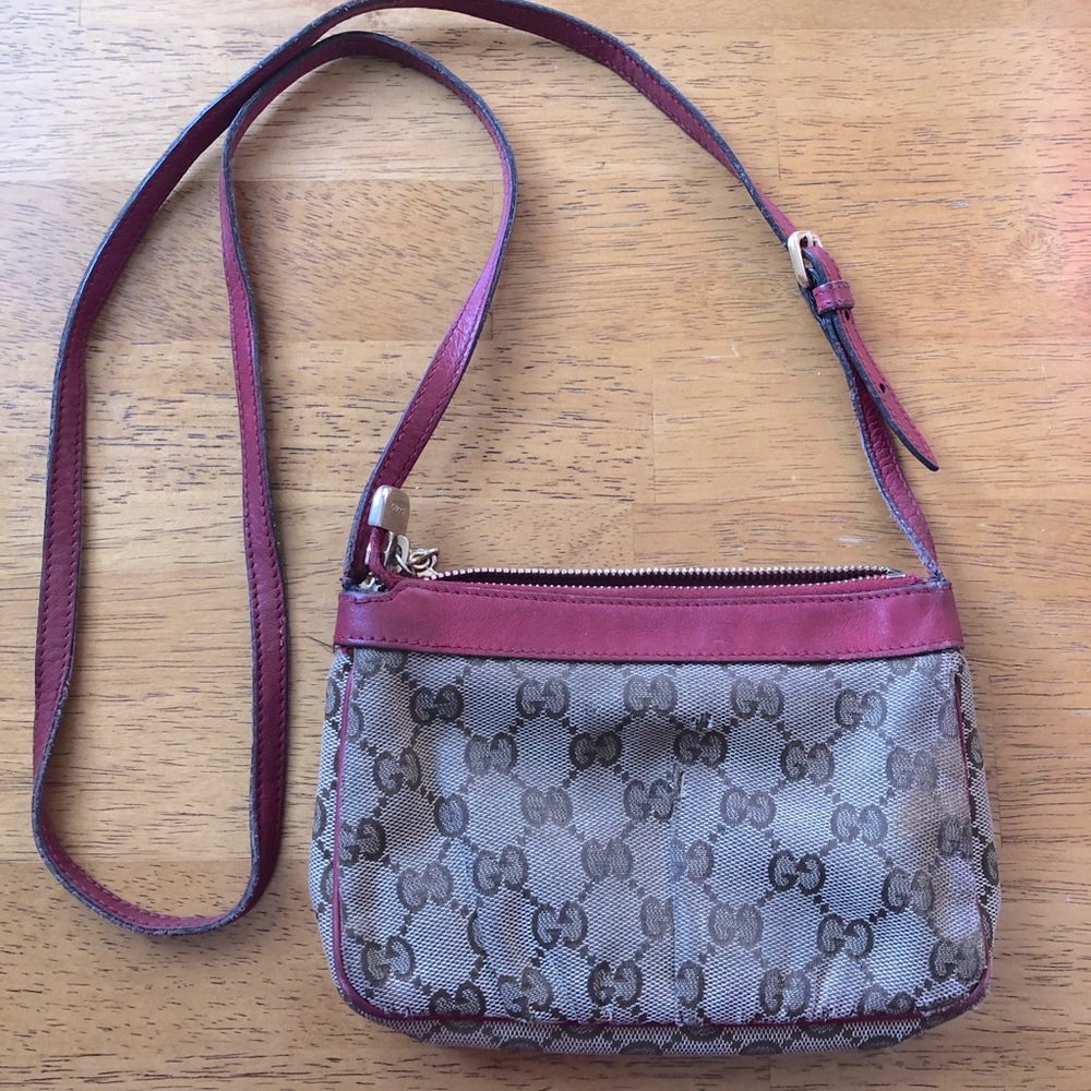 Rare Vntg Gucci Heart Mini Monogram Crossbody Bag